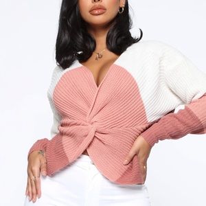 Multi Pink and White Color Crop Sweater Size 3x Fashion Nova
